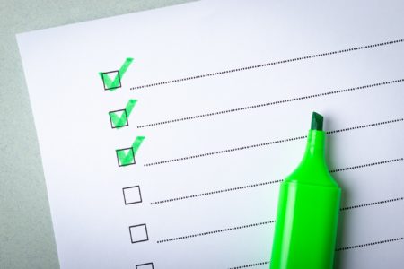 Check list and green marker